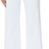 Womens Wide Straight Leg Pull-On Trousers Casual Slacks Dress Pants with Pockets