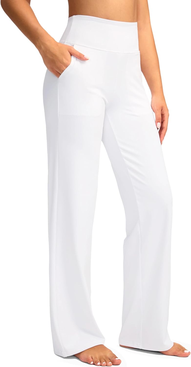 Women's Yoga Pants Wide Leg wiht Pockets High Waist Stretch Loose Casual Lounge Sweatpants Petite/Regular/Tall