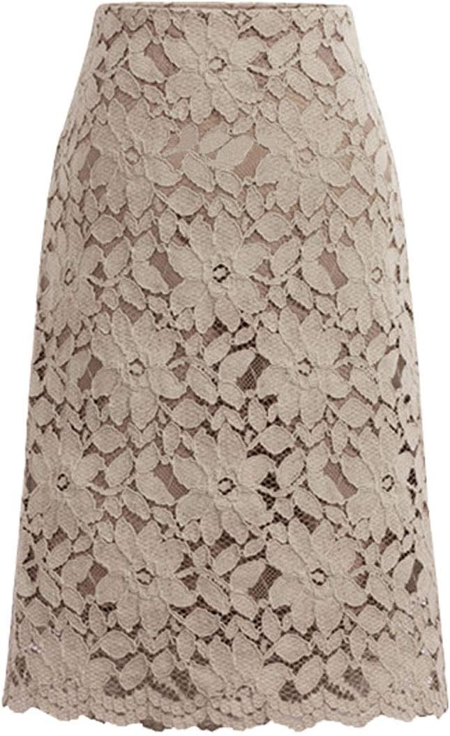 Women's Elegant Floral Lace Knee Length Pencil Skirt