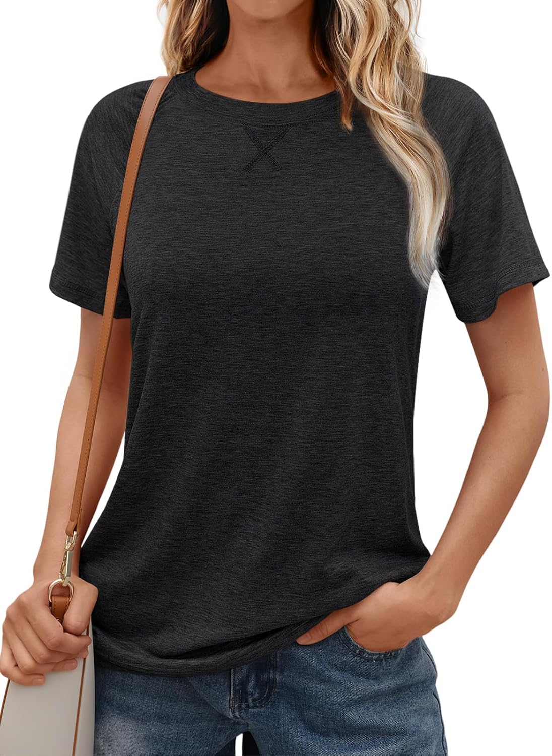 T Shirts Short Sleeve Crewneck Tees for Women Trendy Lightweight Soft Casual Summer Tops Clothes