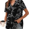 Women's  Summer Chiffon Blouses Short Sleeve V Neck Tshirts Casual Loose Flowy Dressy Tops for Leggings Blouse