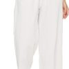 Womens Linen Pants High Waisted Wide Leg Drawstring Casual Loose Trousers with Pockets