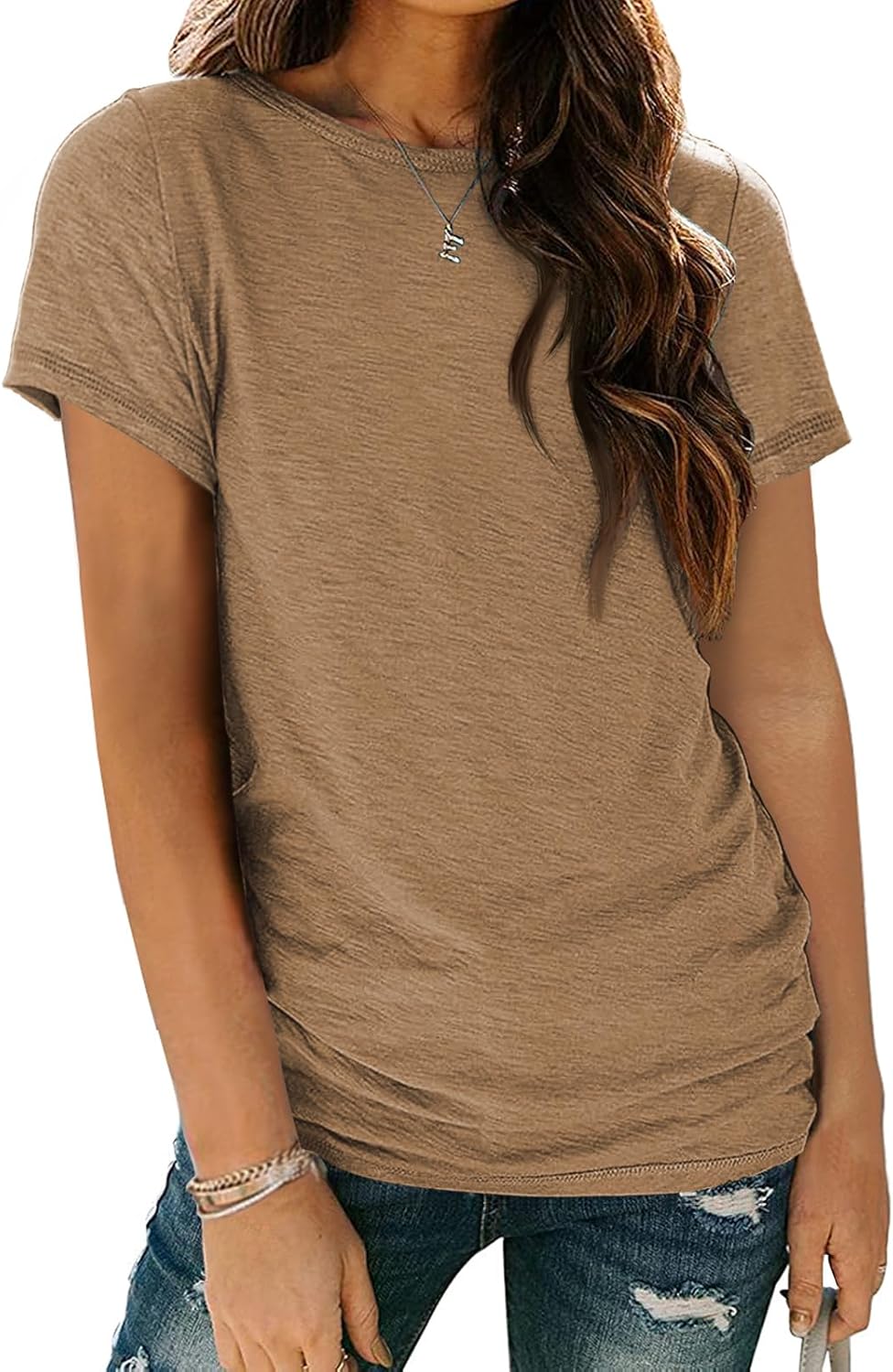 Shirts for Women Summer Spring Tops Short Sleeve Oversized Tshirts Fashion Basic Casual Tee Clothes Trendy