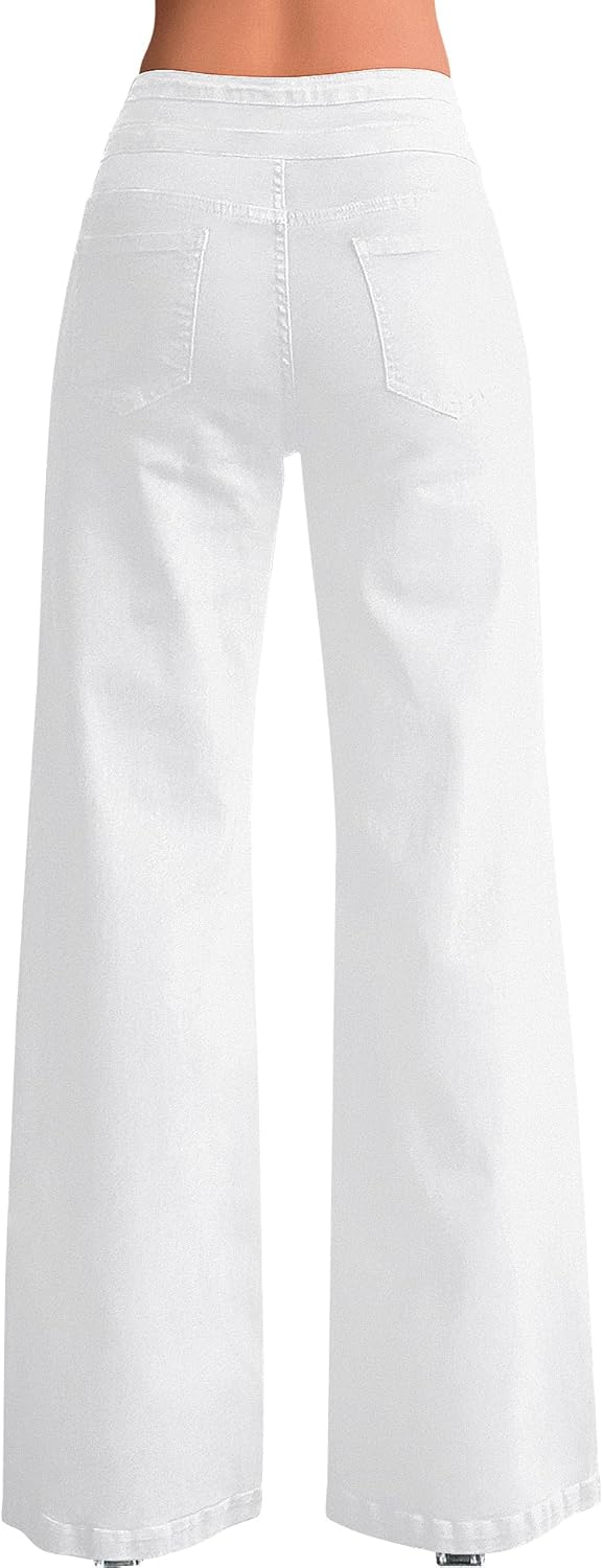 Women's Wide Leg Jeans Casual High Waisted Stretch Baggy Loose Denim Pants - Image 2