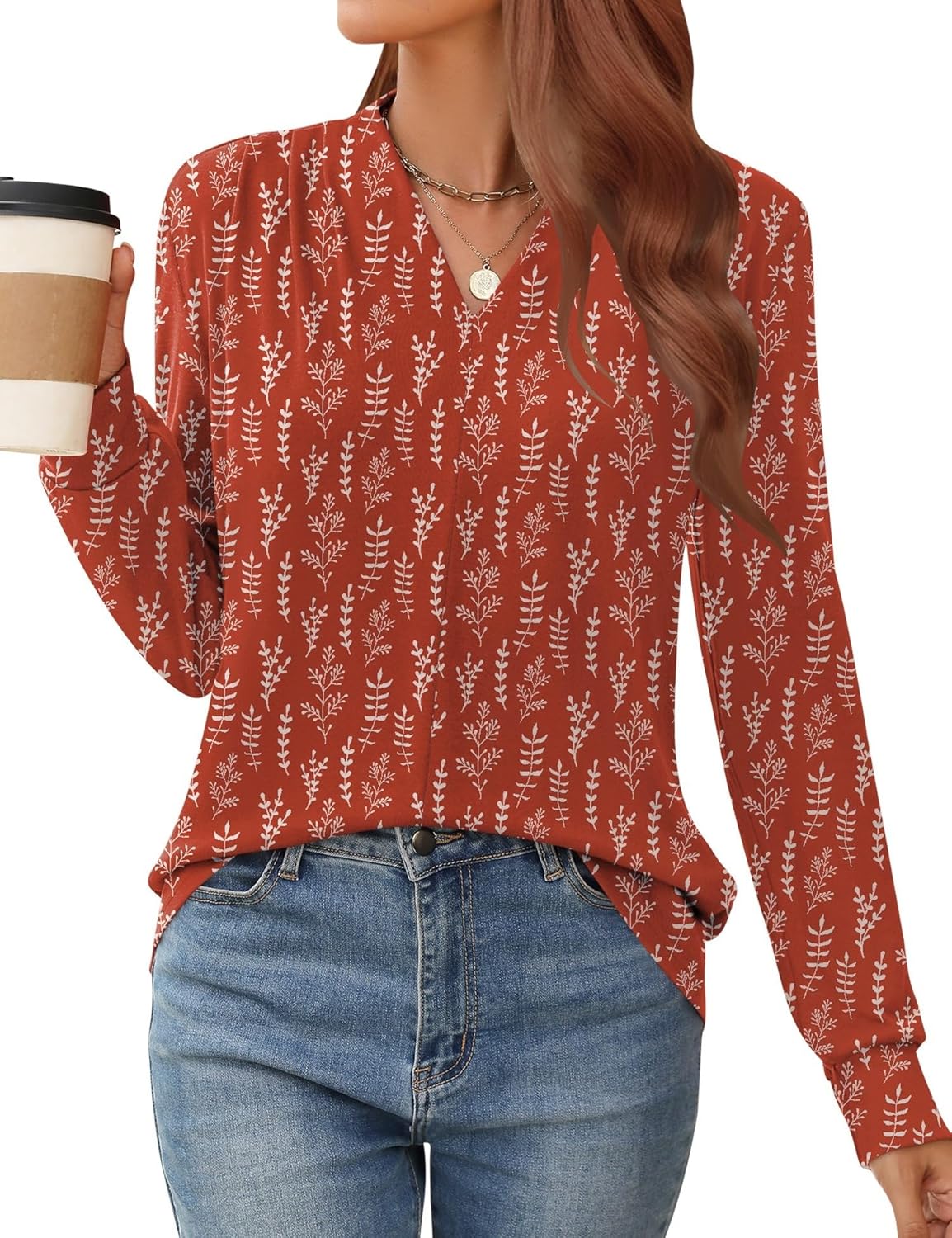 Nice Feminine V-Neck Shoulder Pleats Fashion Tops Fall and Winter Months Versatile Shirts Dressy Casual S-2XL