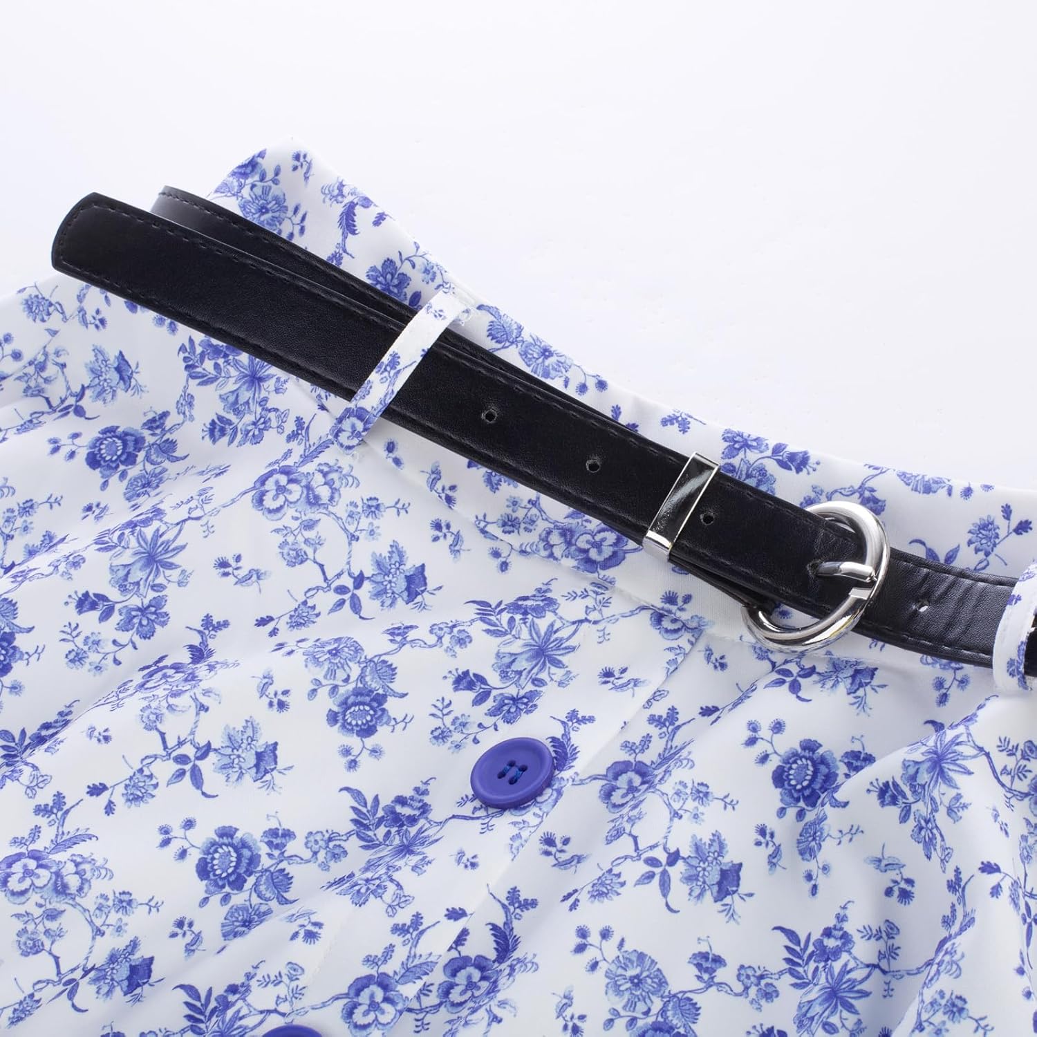 Women's Vintage Stretch High Waist A-Line Flared Midi Skirts with Pockets & Belts - Image 2